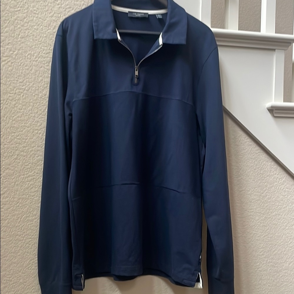 Ted Baker 1/4 zipper cotton long sleeve polo